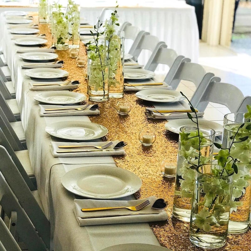 B.Cool B-COOL Gold Table Runner Sequin Table Runners 4 Pack 12x72 Inch Glitter Runners for Party Wedding Birthday Thanksgiving Table Decorations Christmas Engagement Anniversary Decor - Image 2
